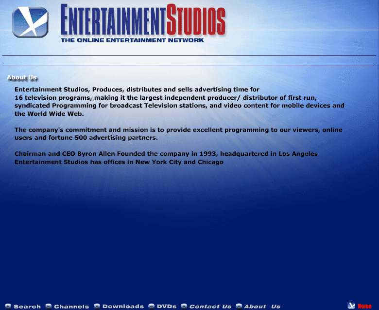 Entertainment Studios Microsite screenshot