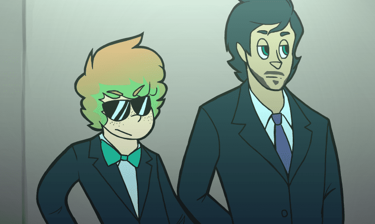 Oscar and Davie in an Elevator screenshot