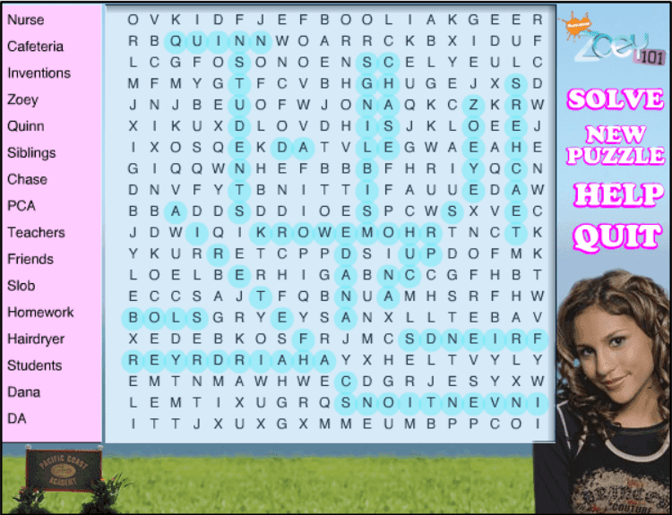 Zoey 101 Word Search screenshot