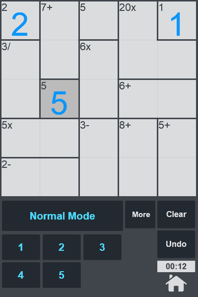Mathdoku screenshot