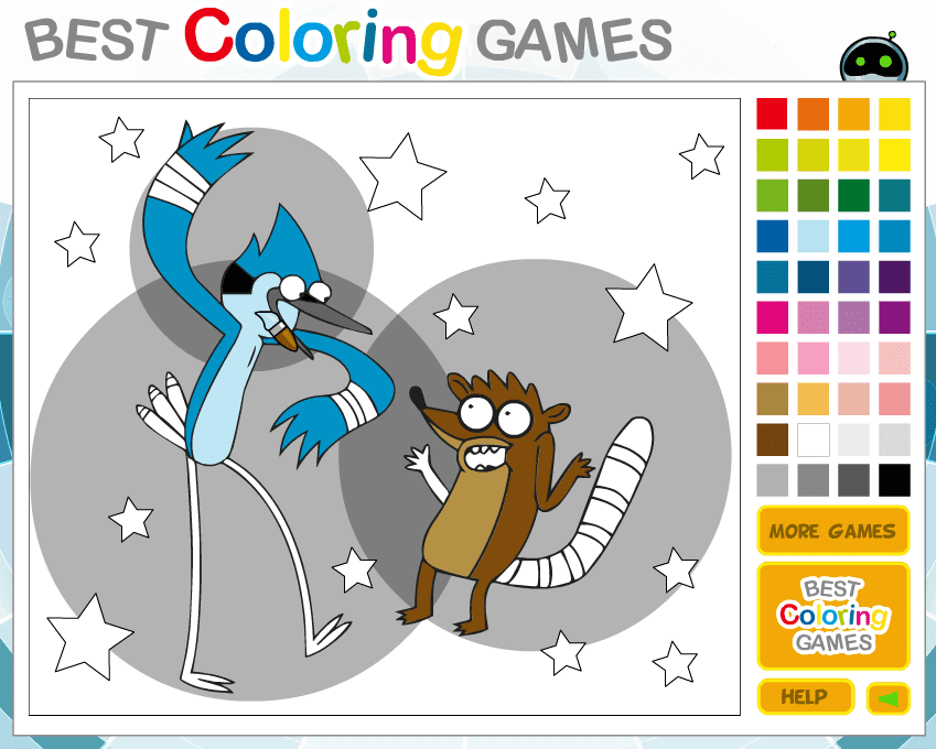Coloring Mordecai and Rigby screenshot