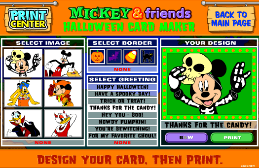 Print Center: Mickey & Friends Halloween Card Maker screenshot