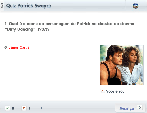 Quiz Patrick Swayze screenshot