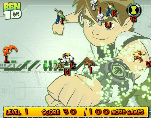 Ben 10 Typing screenshot