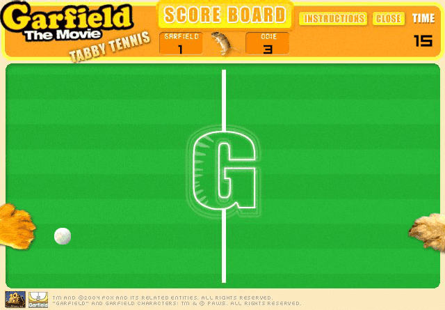 Garfield the Movie Tabby Tennis screenshot