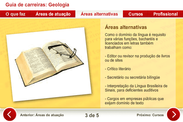 Guia de Carreiras: Letras screenshot