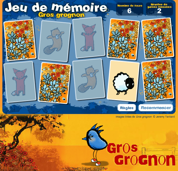 Jeu de mémoire Gros grognon screenshot