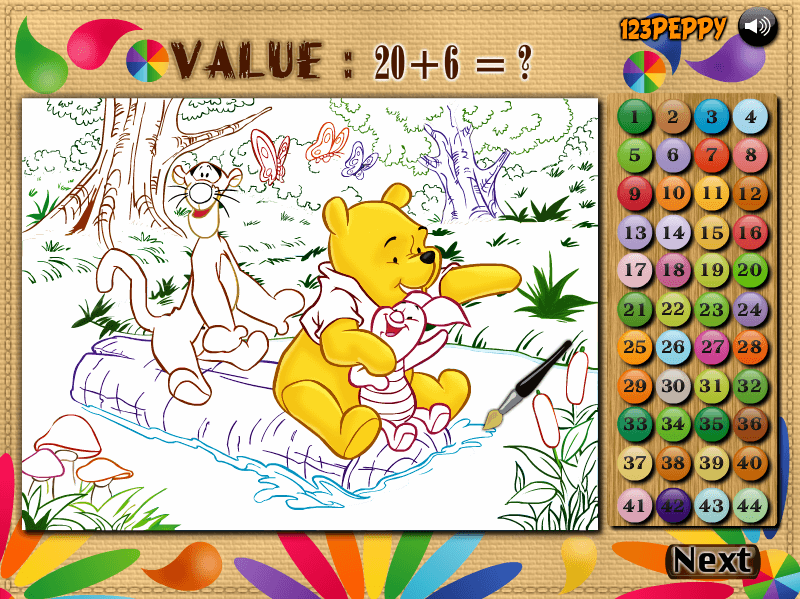 Winnie, Tigger, & Piglet Color Math Game screenshot