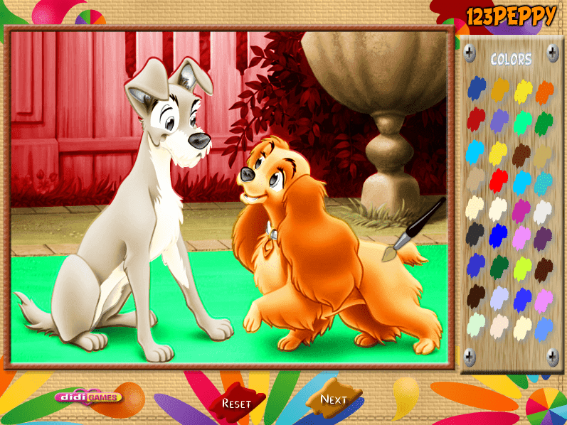 Lady and the Tramp: Online Coloring Page screenshot