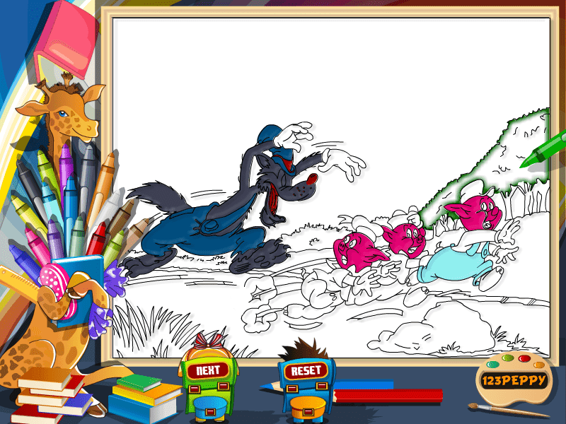 Big Bad Wolf Online Coloring Page screenshot