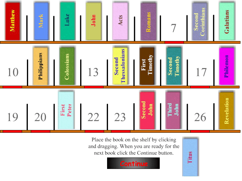 Bible Bookshelf Game: New Testament screenshot