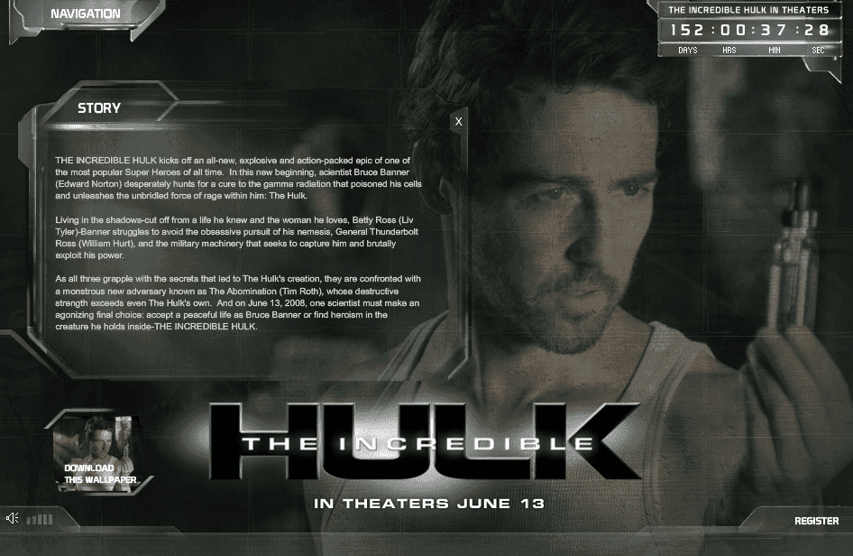The Incredible Hulk Microsite screenshot