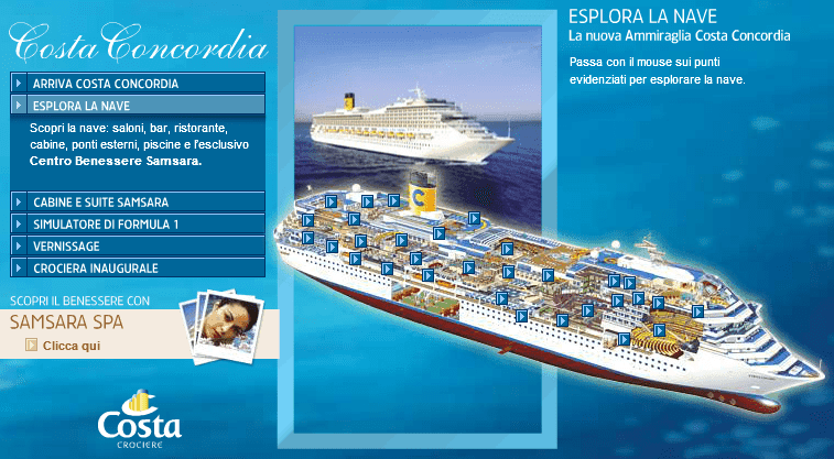 Costa Concordia Microsite screenshot
