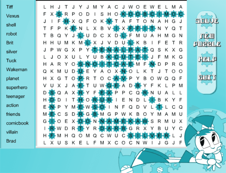 My Life As A Teenage Robot Word Search screenshot