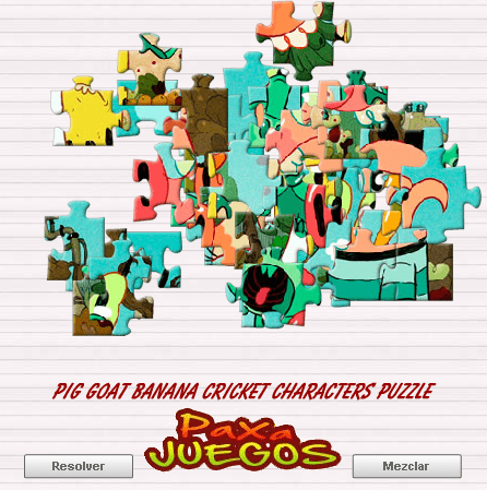 Pig Goat Banana Cricket Characters Puzzle screenshot
