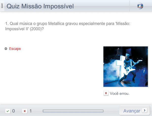 Quiz Missão Impossível screenshot