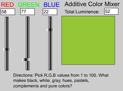 RGB Color Mixing Simulation screenshot