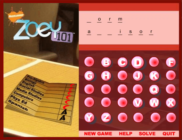 Zoey 101 Hangman screenshot