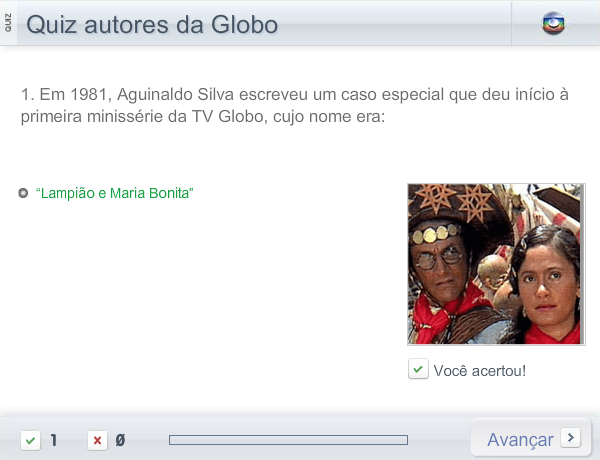 Quiz autores da Globo screenshot