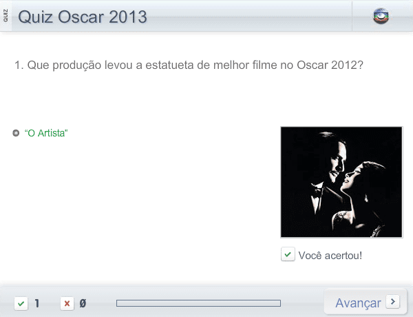 Quiz Oscar 2013 screenshot