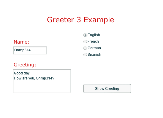 Greeter 3 Example screenshot