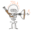 Bad game featureing a Skeleton who is on fire shooting arrows at wooden ships.