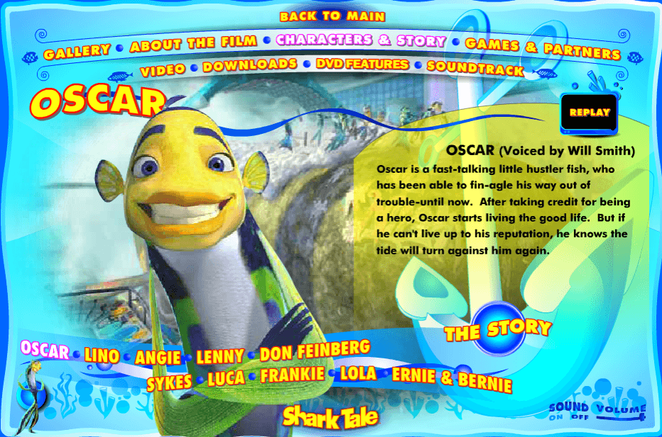 Shark Tale Microsite screenshot
