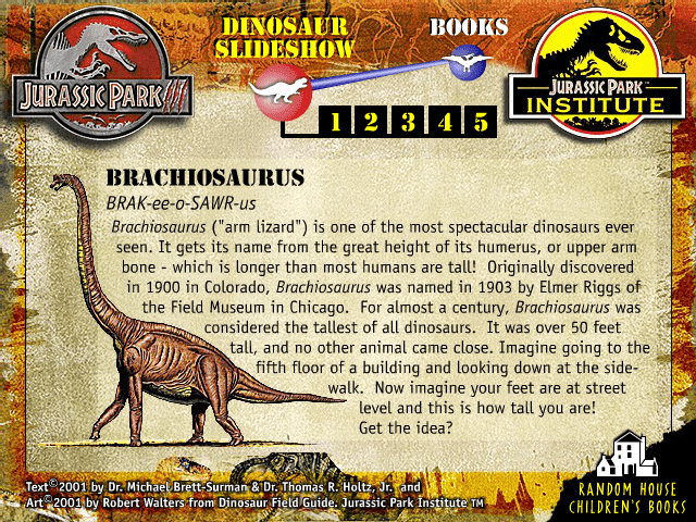 Jurassic Park Institute Dinosaur Slideshow screenshot