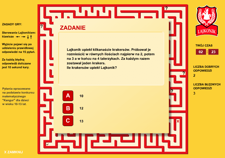 Labirynt matematyczny screenshot