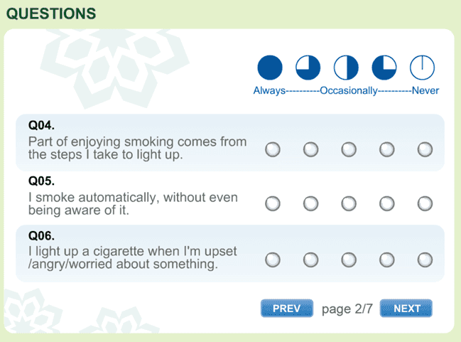 National Smoking Control Campaign Quiz screenshot