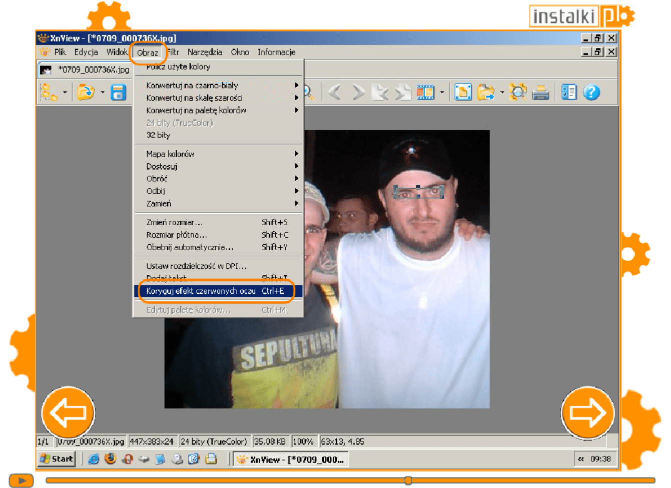 XnView - Redukcja efektu czerwonych oczu screenshot