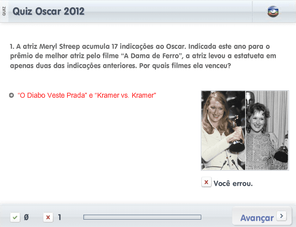 Quiz Oscar 2012 screenshot