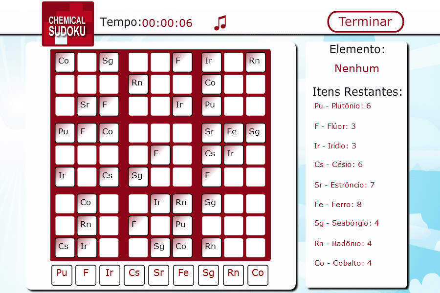 Chemical Sudoku screenshot