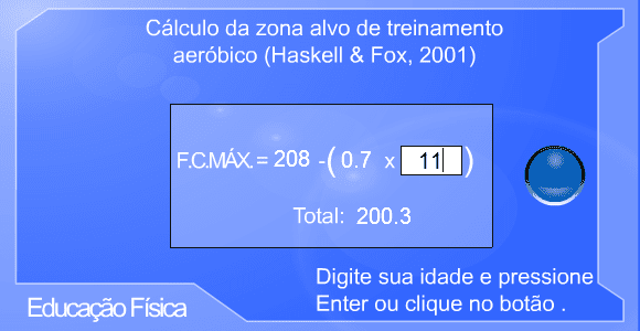 Cálculo da zona alvo de treinamento aeróbico screenshot