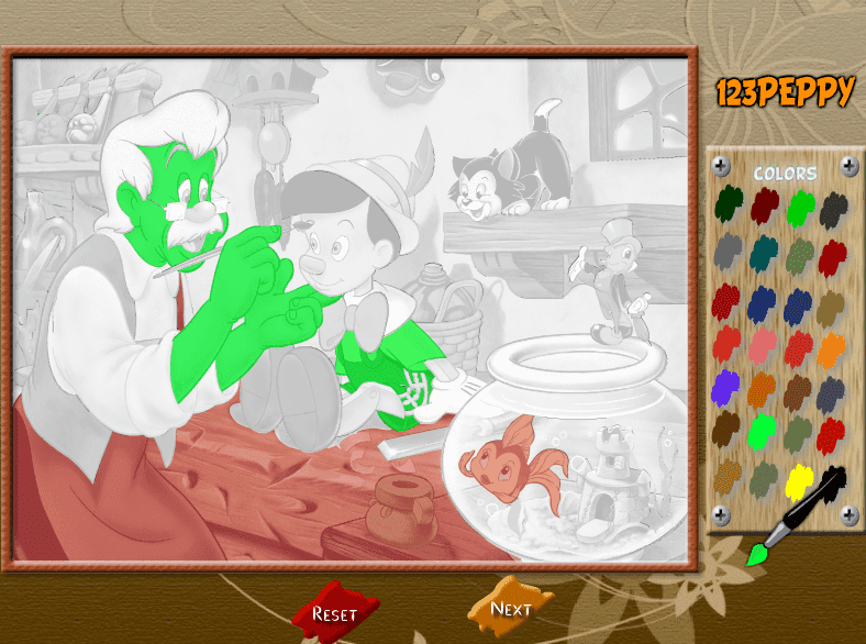 Pinocchio Online Coloring Page screenshot