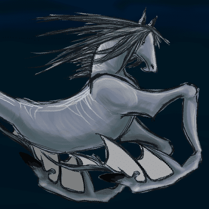 Le kelpie nage