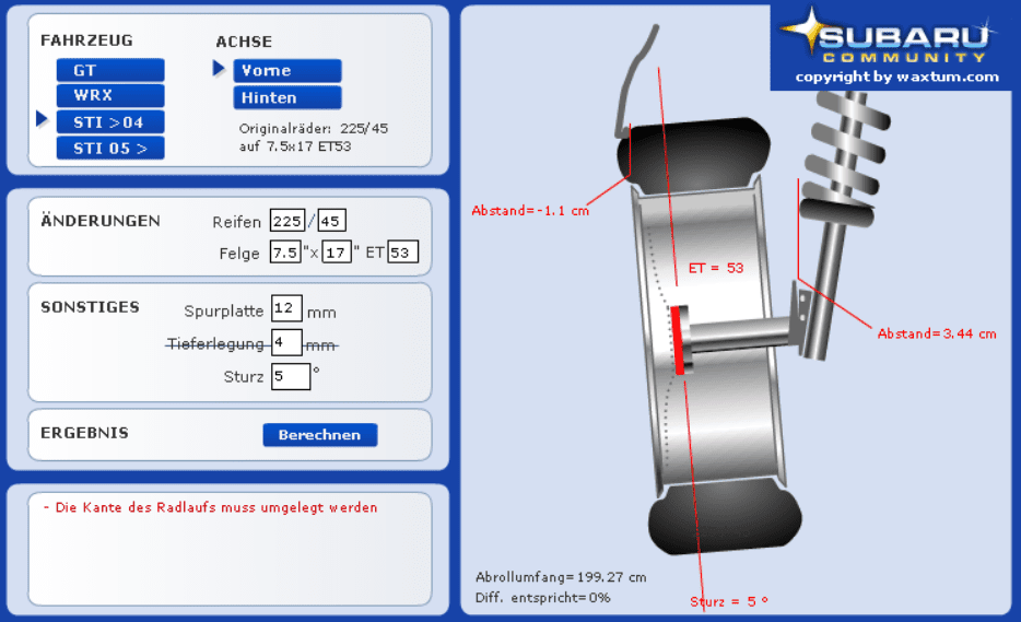 SUBARU Radkonfigurator [Impreza] screenshot