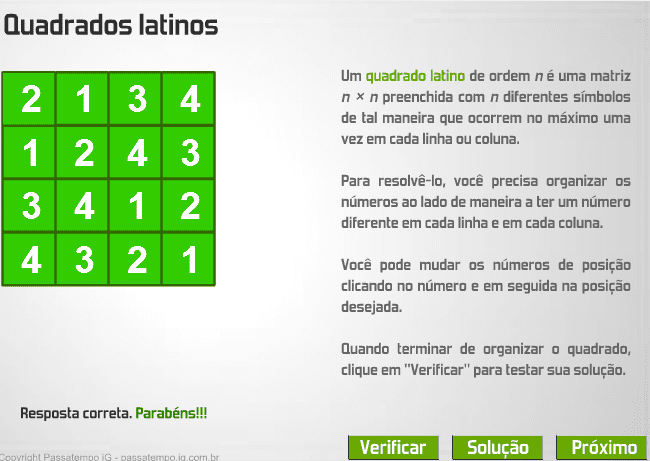Quadrados Latinos screenshot