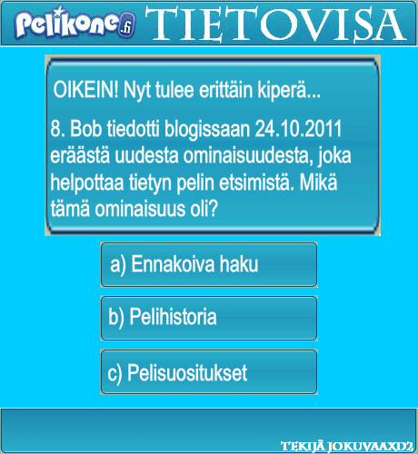 Pelikone.fi Tietovisa screenshot