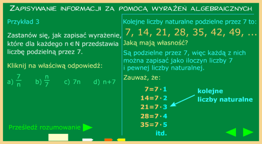 Zapisywanie informacji za pomocą wyrażeń algebraicznych screenshot